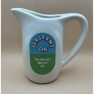 Vintage Seagram's Gin Ceramic Pitcher The Perfect Martini Barware Pub Water Jug